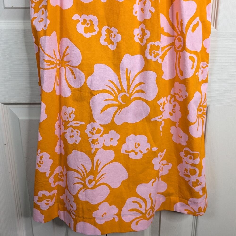 NEW J. Crew Hawaiian Halter Tie Neck Hibiscus Dress 6 Orange Resort Coastal - Picture 4 of 16